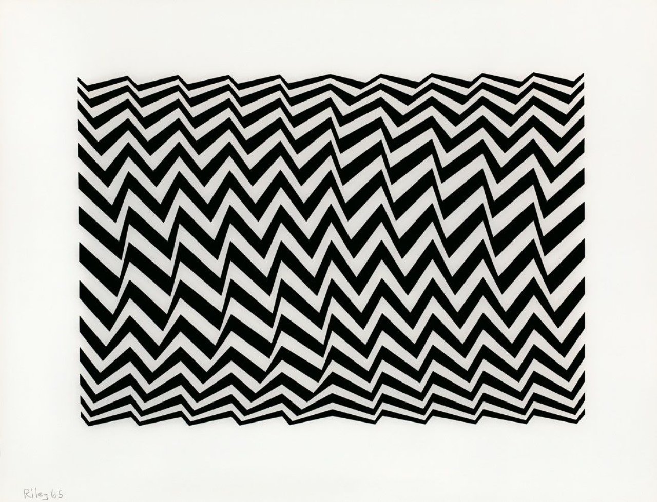 Auf diesem Bild ist das folgende Kunstwerk zu sehen: Bridget Riley. „Untitled [Fragment 3]“. 1965.