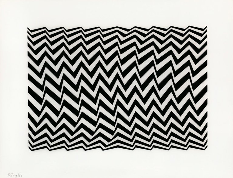 Auf diesem Bild ist das folgende Kunstwerk zu sehen: Bridget Riley. „Untitled [Fragment 3]“. 1965.