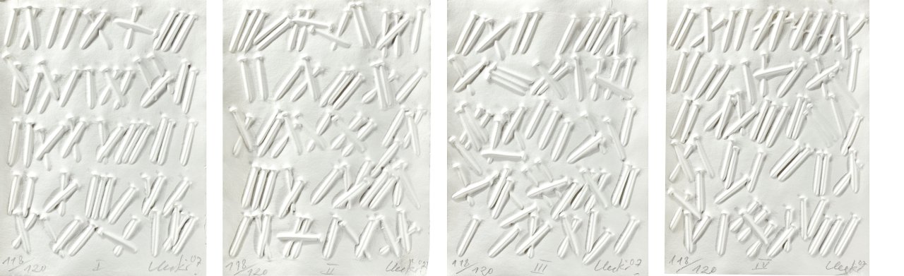 Auf diesem Bild ist das folgende Kunstwerk zu sehen: Günther Uecker. Vorzugsausgaben zum Buch Opus Liber. 2007.