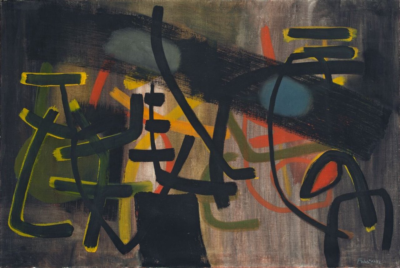 Auf diesem Bild ist das folgende Kunstwerk zu sehen: Fritz Winter. „Pflanzlich“. 1952.