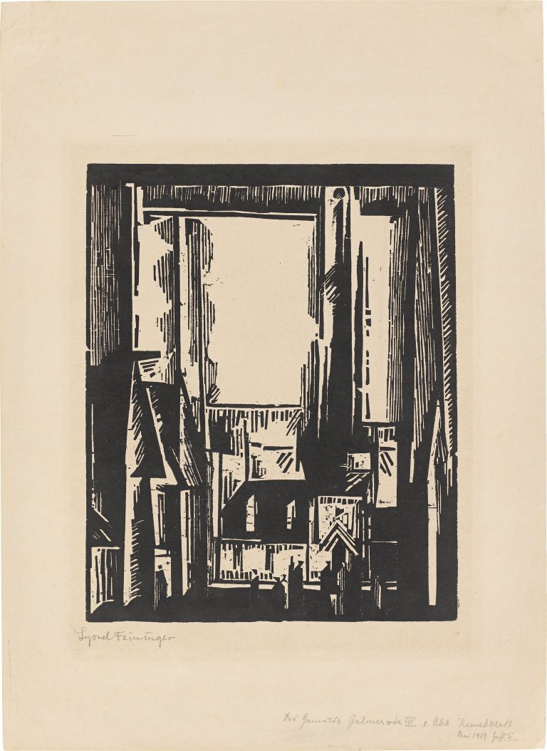 Auf diesem Bild ist das folgende Kunstwerk zu sehen: Lyonel Feininger. „Gelmeroda“. 1918.