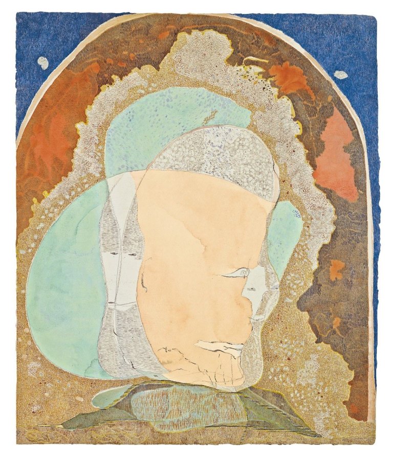 Auf diesem Bild ist das folgende Kunstwerk zu sehen: Gerhard Altenbourg. „Aufgestiegen in die Herrlichkeit“. 1975.