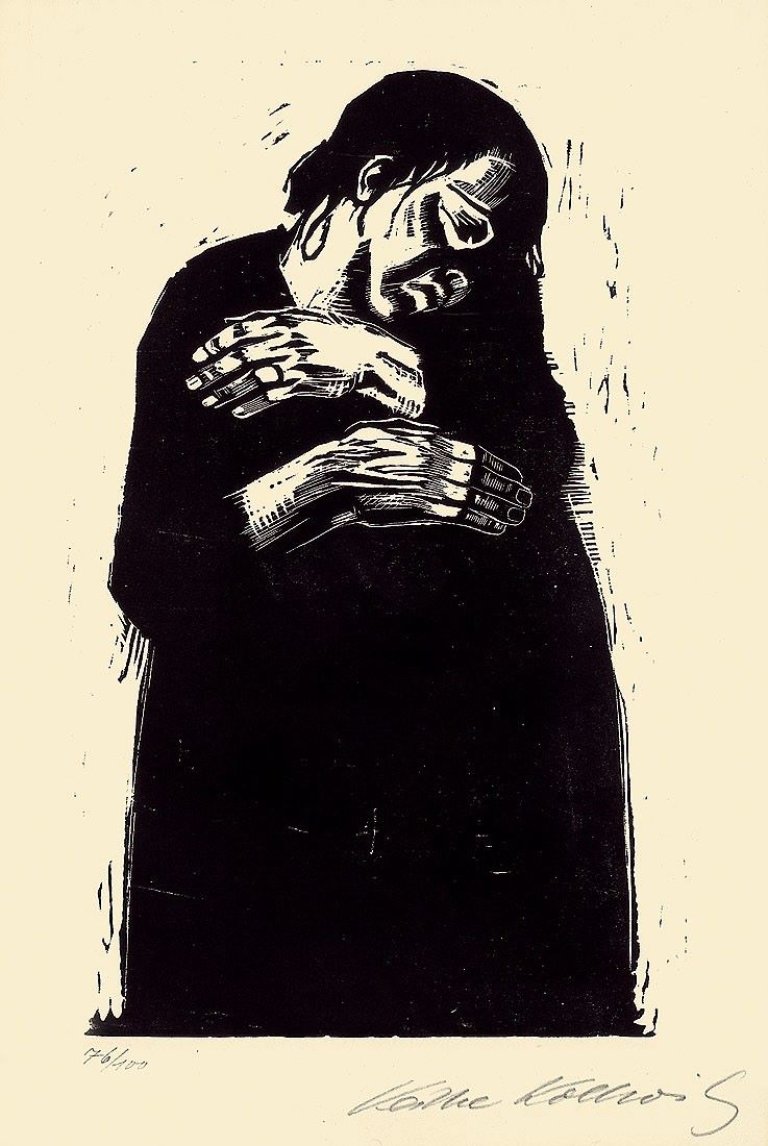 Auf diesem Bild ist das folgende Kunstwerk zu sehen: Käthe Kollwitz. „Die Witwe I“. 1921/1922.