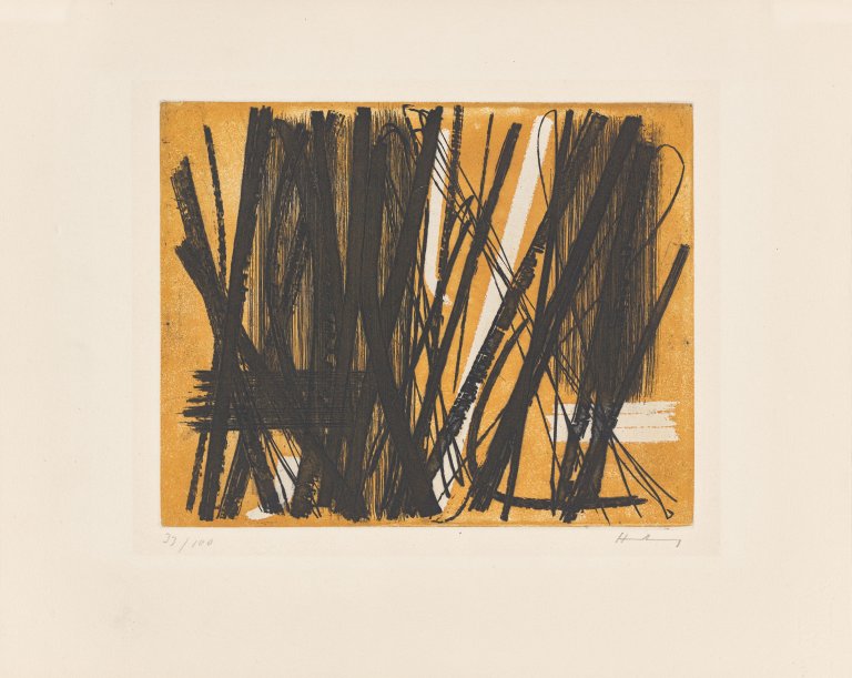 Auf diesem Bild ist das folgende Kunstwerk zu sehen: Hans Hartung. Komposition „5“. 1953.