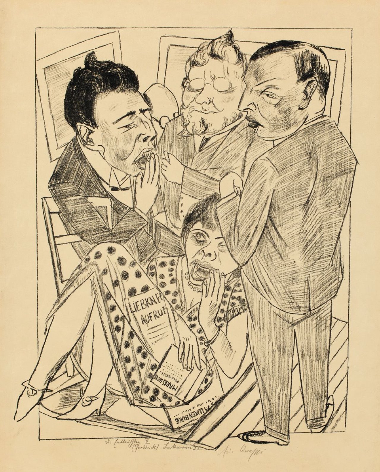 Auf diesem Bild ist das folgende Kunstwerk zu sehen: Max Beckmann. „Die Enttäuschten II“. 1922.