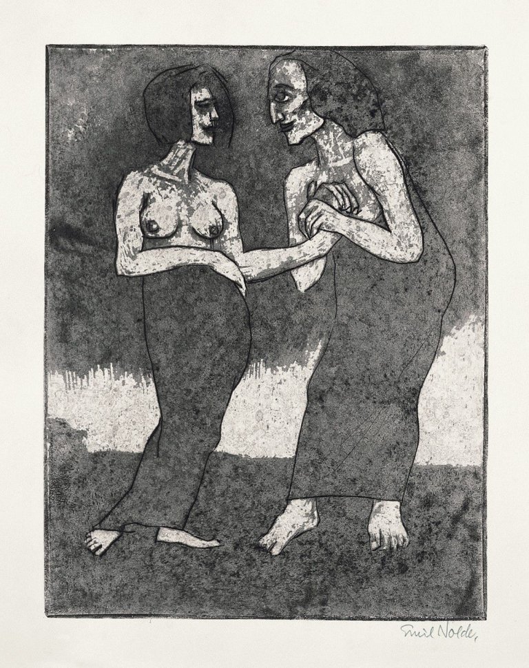 This picture shows the following artwork: Emil Nolde. „Mann und Mädchen“. 1918.