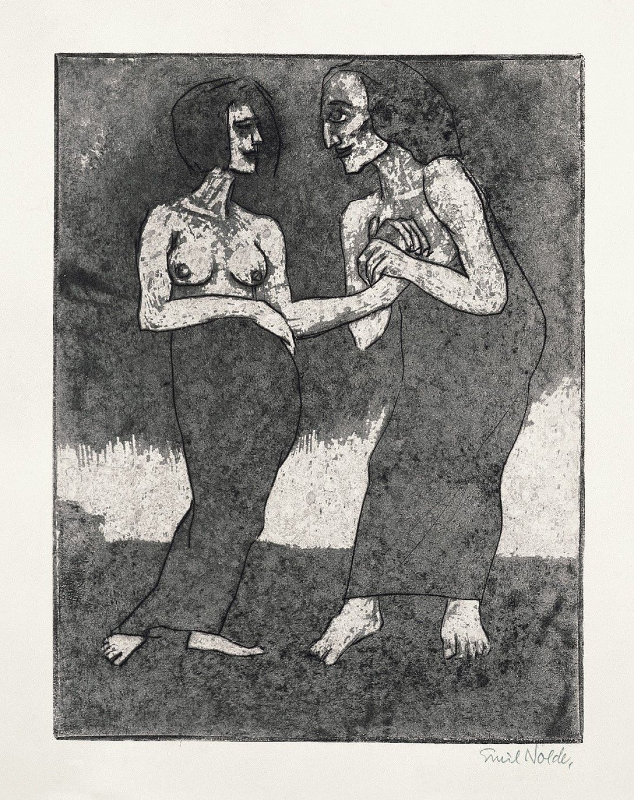 This picture shows the following artwork: Emil Nolde. „Mann und Mädchen“. 1918.