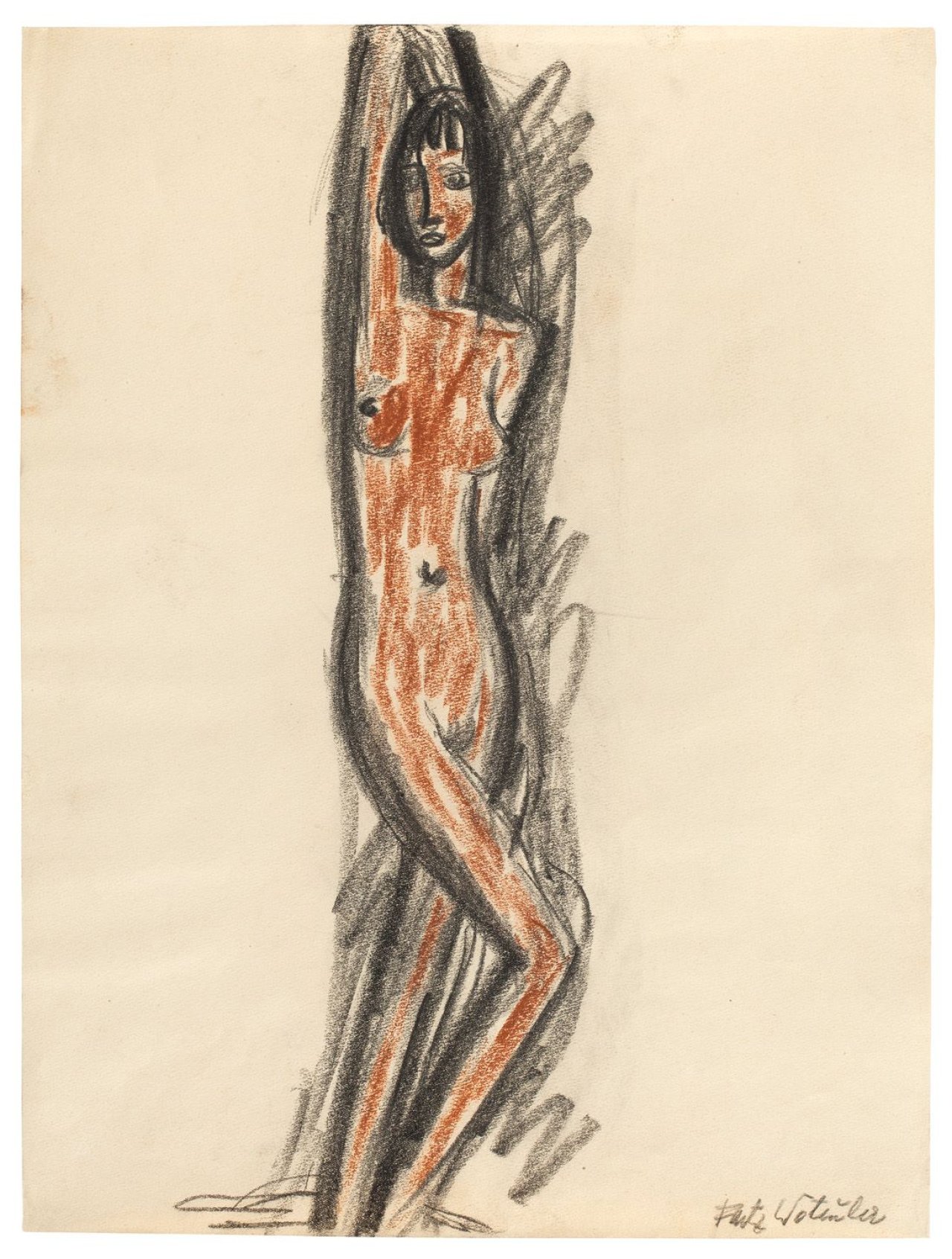 Auf diesem Bild ist das folgende Kunstwerk zu sehen: Fritz Wotruba. Stehender weiblicher Akt. 1930er Jahre.
