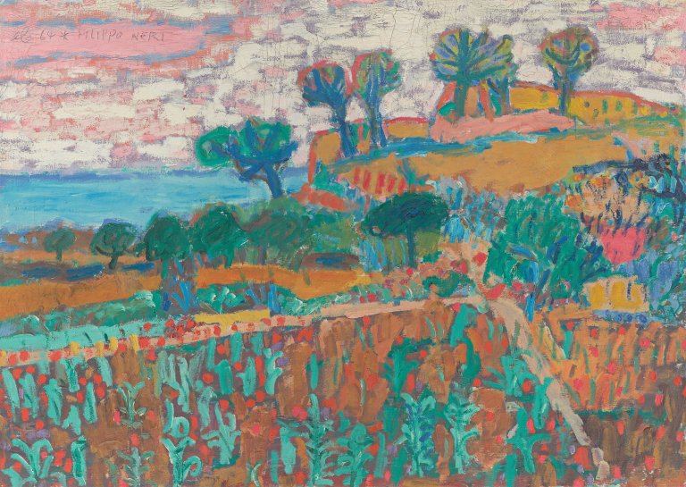 Auf diesem Bild ist das folgende Kunstwerk zu sehen: Eduard Bäumer. Land und Meer. 1964.
