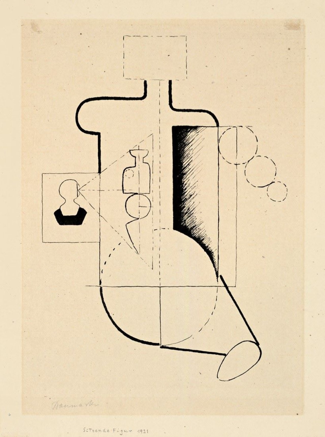 Auf diesem Bild ist das folgende Kunstwerk zu sehen: Willi Baumeister. „Sitzende Figur“. 1921.