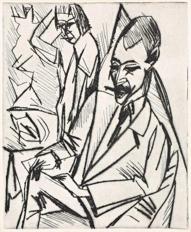 Auf diesem Bild ist das folgende Kunstwerk zu sehen: Ernst Ludwig Kirchner. „Gewecke und Erna“. 1913.