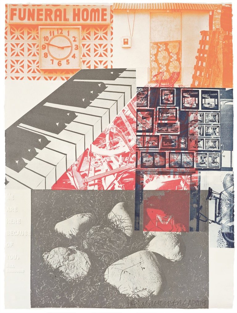 Auf diesem Bild ist das folgende Kunstwerk zu sehen: Robert Rauschenberg. „American pewter with Burroughs I-VI“. 1981.