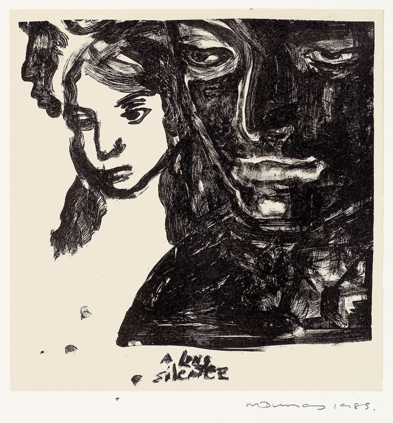 Auf diesem Bild ist das folgende Kunstwerk zu sehen: Marlene Dumas. „A long Silence“. 1989.