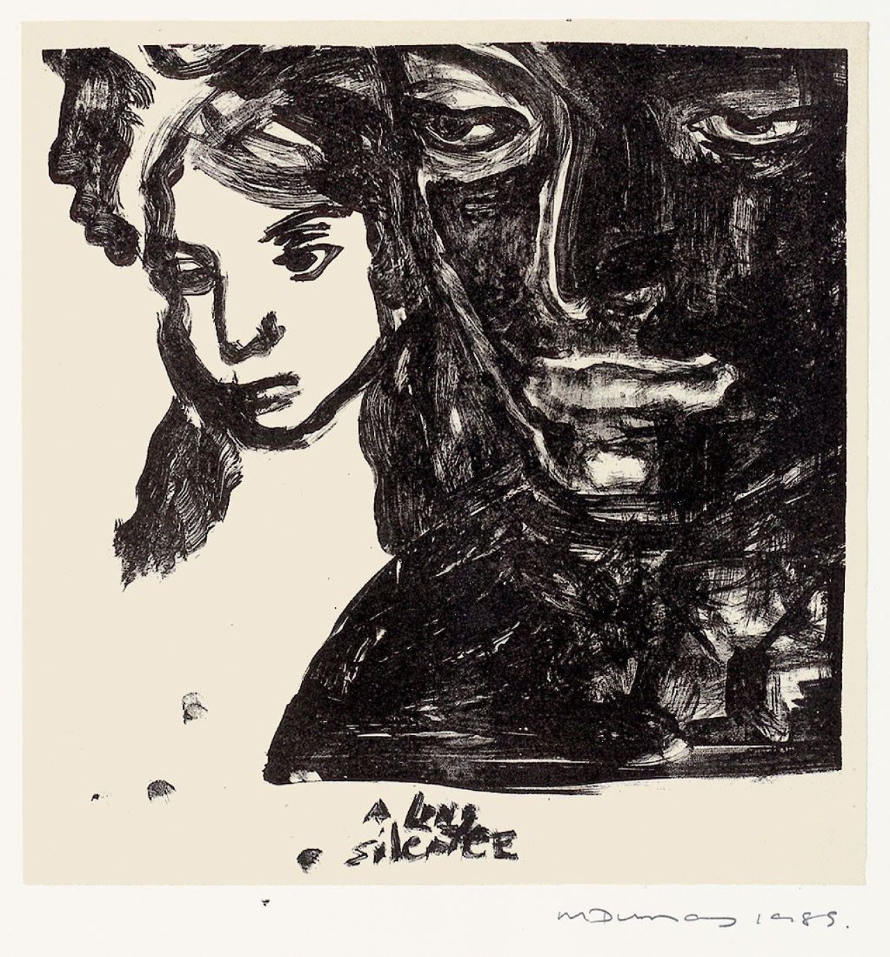 Auf diesem Bild ist das folgende Kunstwerk zu sehen: Marlene Dumas. „A long Silence“. 1989.