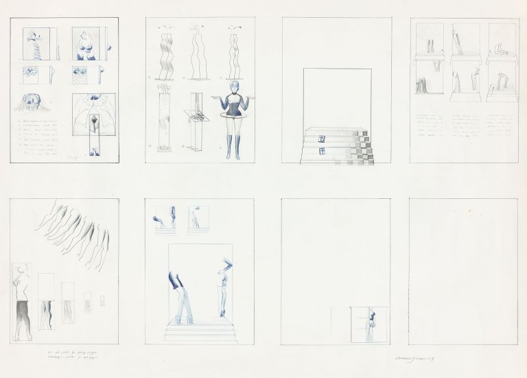 Auf diesem Bild ist das folgende Kunstwerk zu sehen: Allen Jones. Ohne Titel (Studienblatt). 1969.