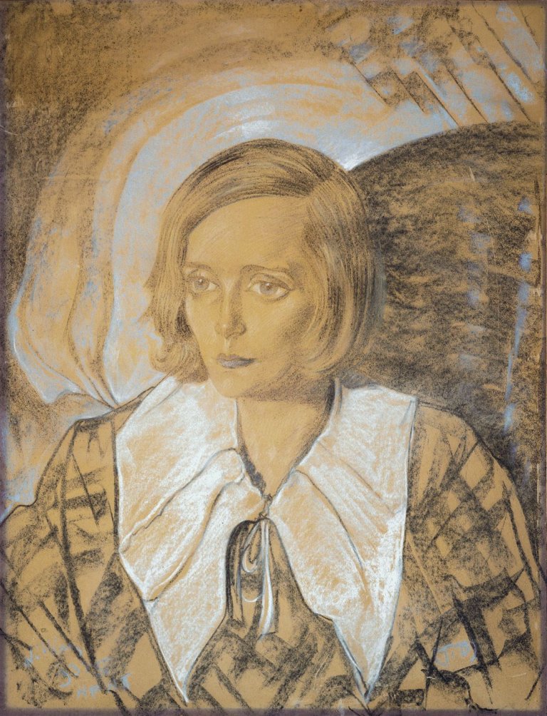 Auf diesem Bild ist das folgende Kunstwerk zu sehen: Stanislaw Ignacy Witkiewicz. Portrait Jadwiga Sobolewska von den Blazejewicz. 1933.