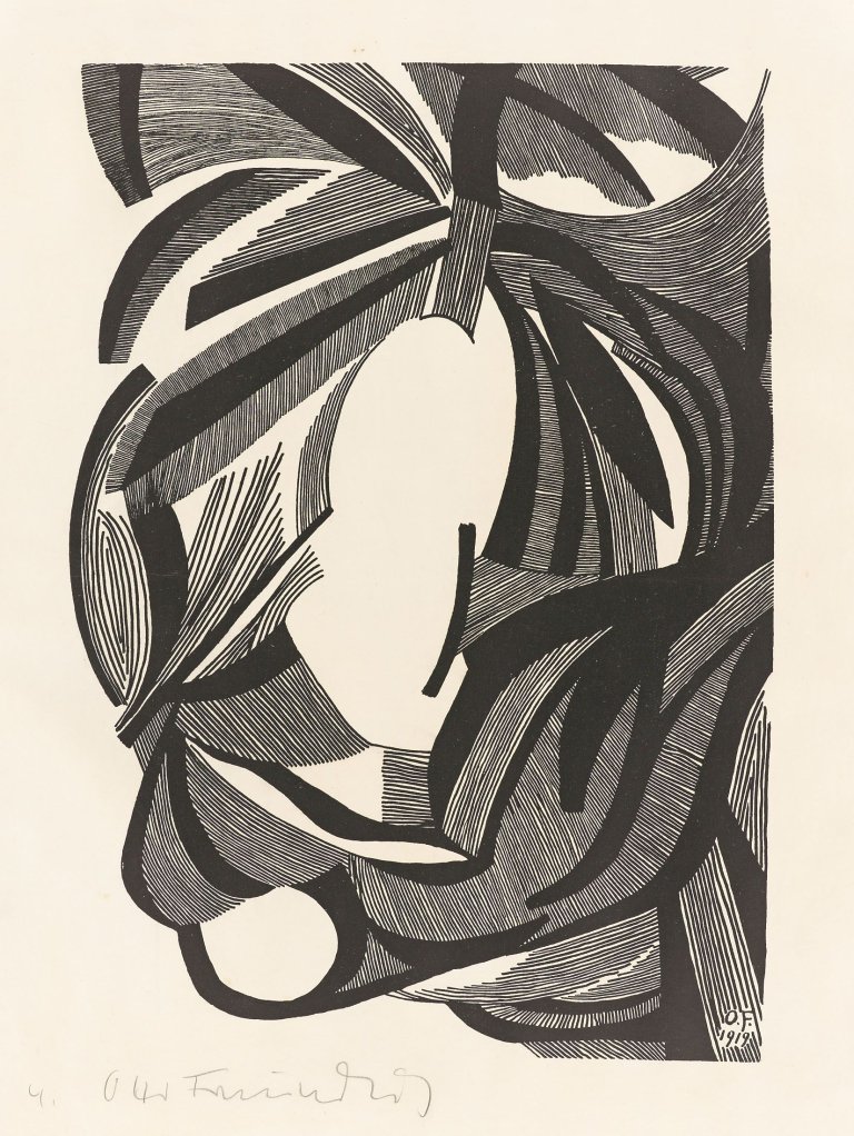 Auf diesem Bild ist das folgende Kunstwerk zu sehen: Otto Freundlich. Ohne Titel. Aus: „Die Zeichen“. 1919.