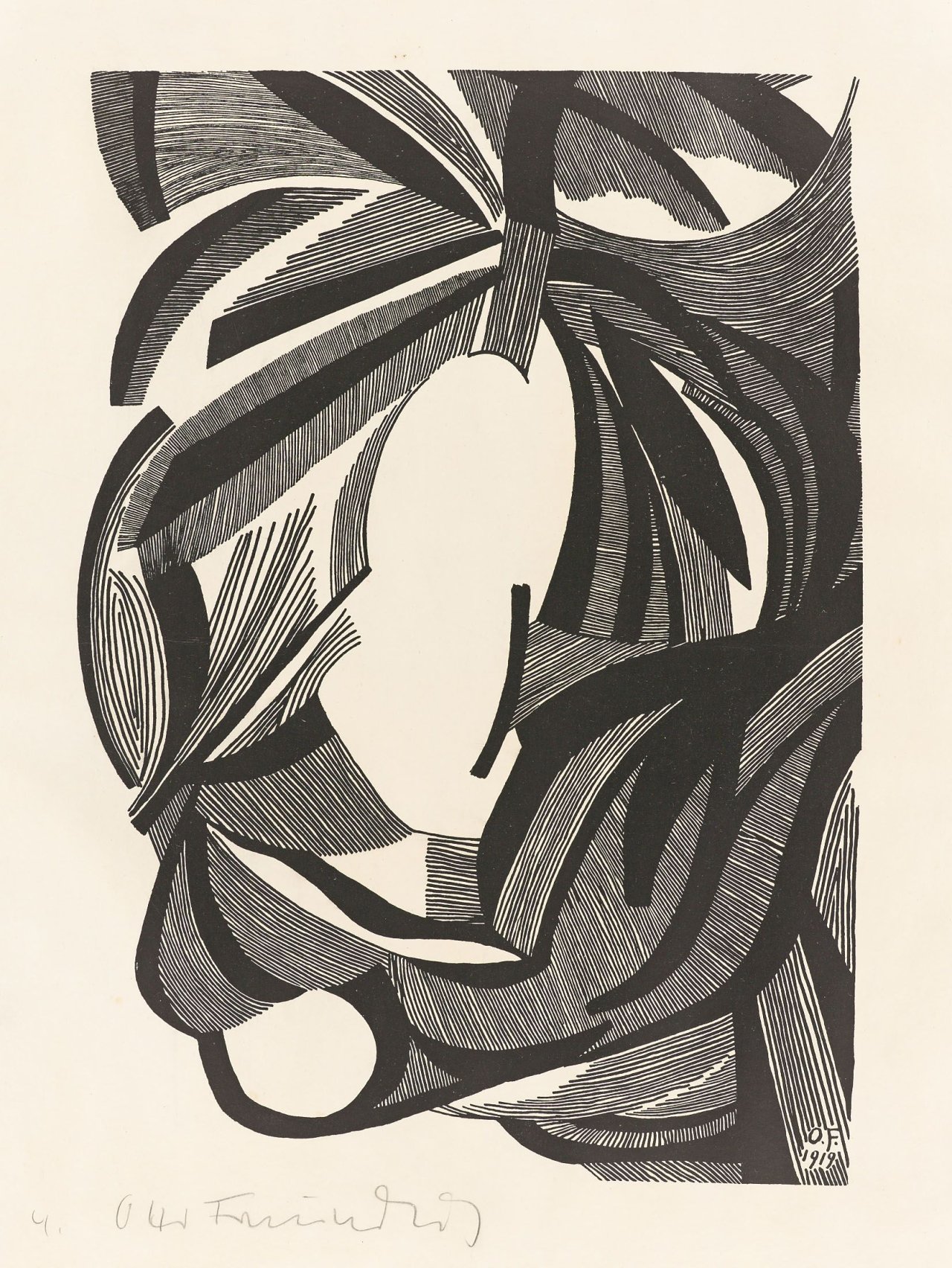 Auf diesem Bild ist das folgende Kunstwerk zu sehen: Otto Freundlich. Ohne Titel. Aus: „Die Zeichen“. 1919.