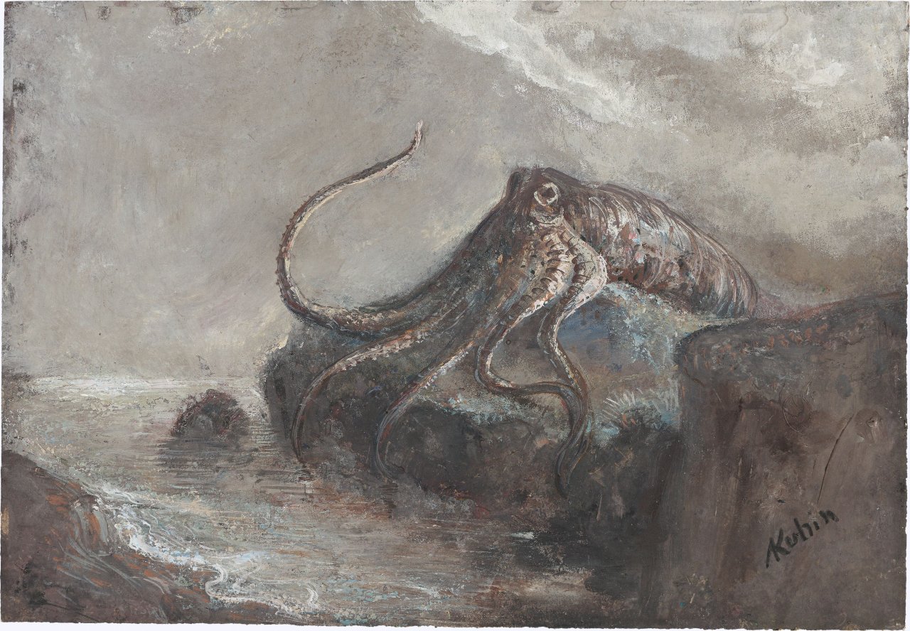 This picture shows the following artwork: Alfred Kubin. Kraken on a Rock. Circa 1906.