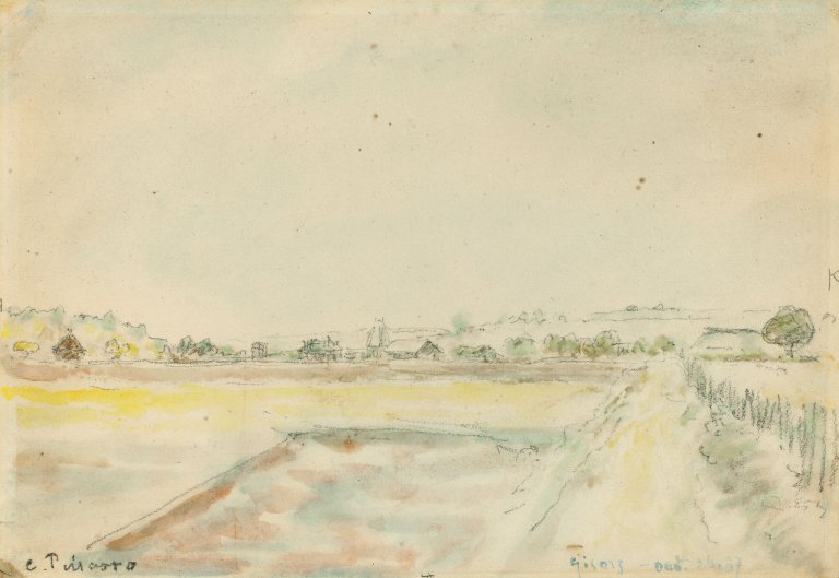 Auf diesem Bild ist das folgende Kunstwerk zu sehen: Camille Pissarro. Paysage à Gisors. 1887.