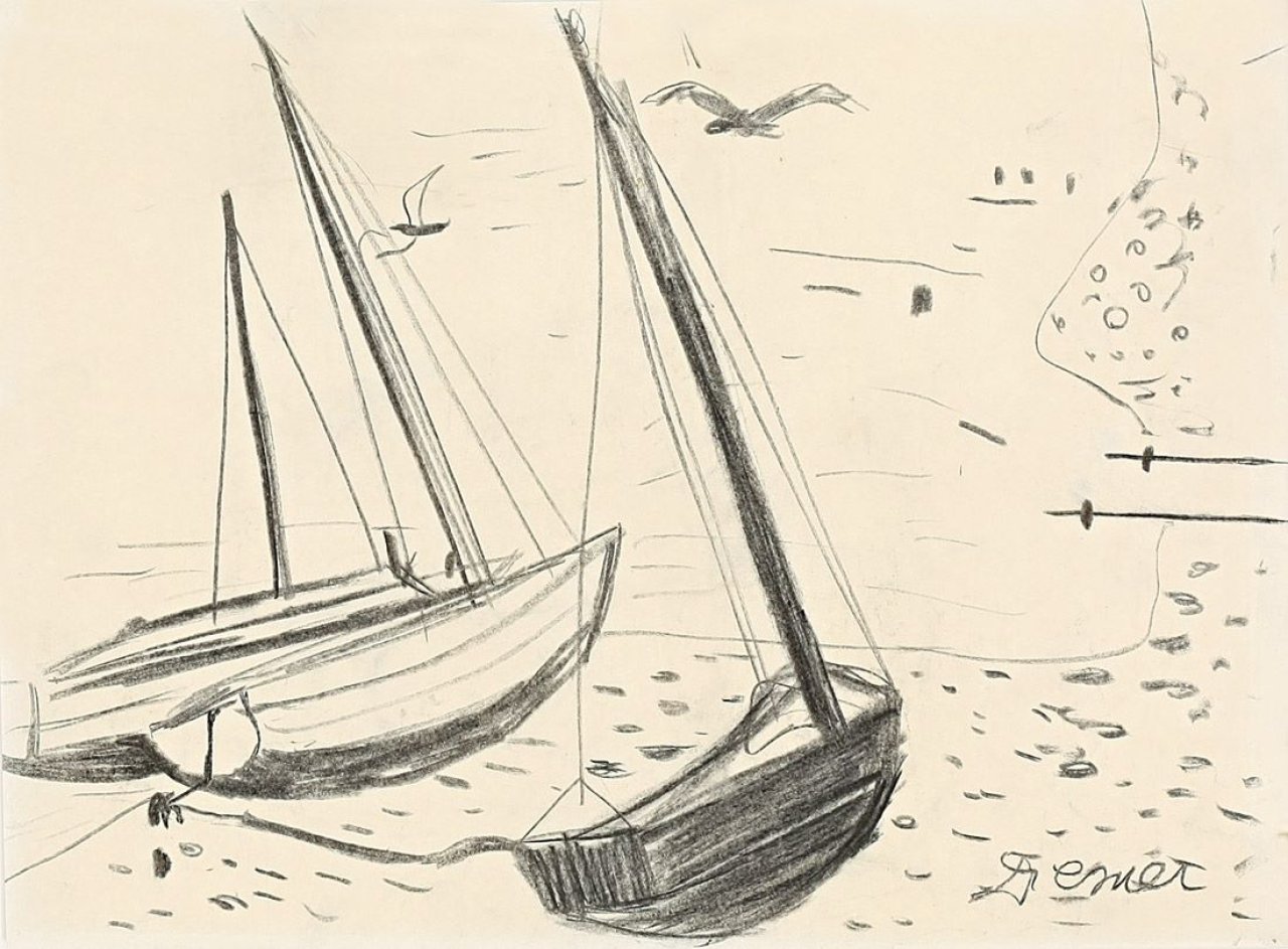 Auf diesem Bild ist das folgende Kunstwerk zu sehen: Gerhild Diesner. Segelboote.