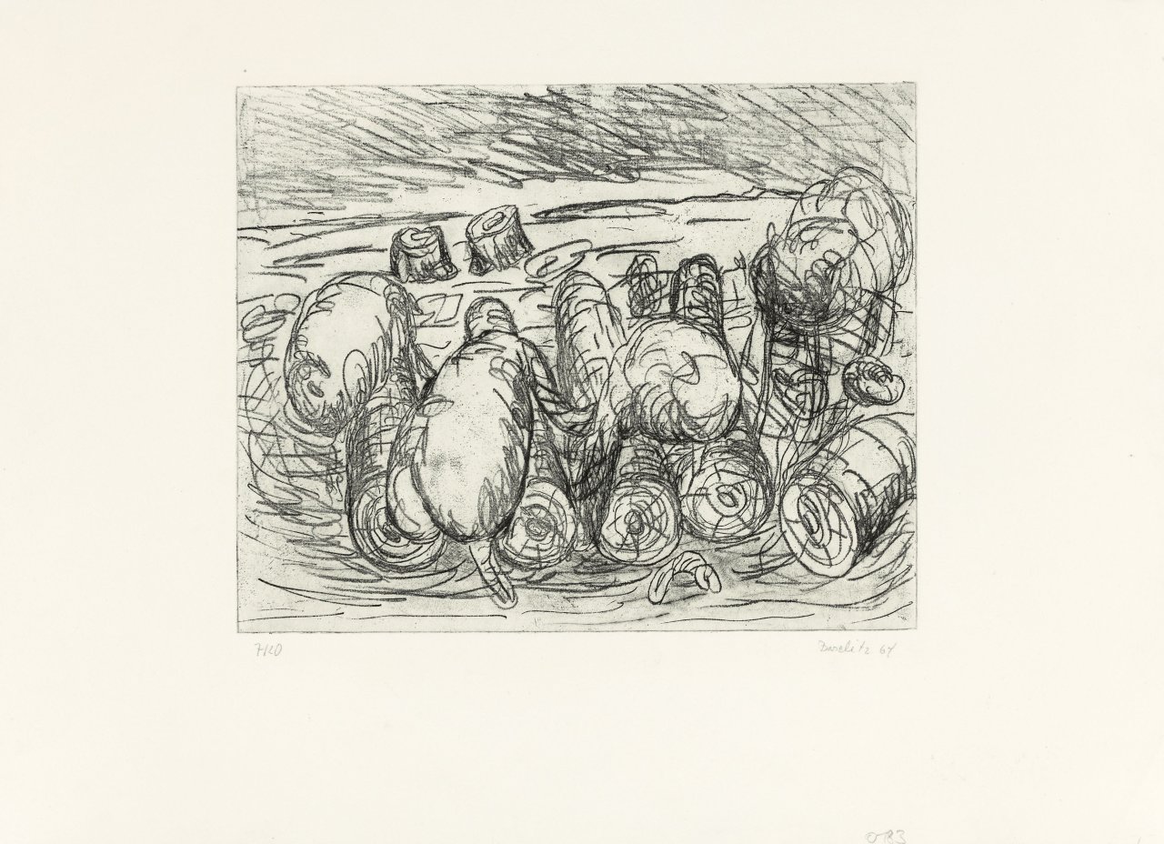 Auf diesem Bild ist das folgende Kunstwerk zu sehen: Georg Baselitz. „Kahlschlag“. 1964.