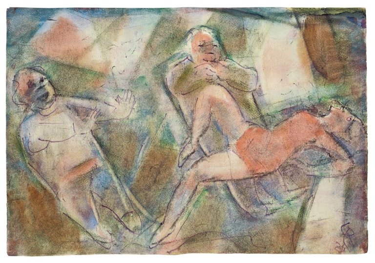 Auf diesem Bild ist das folgende Kunstwerk zu sehen: Christian Rohlfs. „Bordellszene“. 1923.