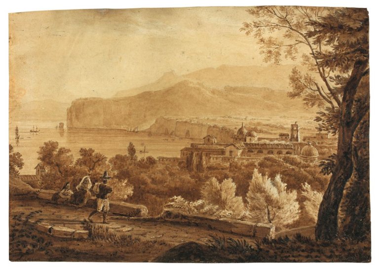 Auf diesem Bild ist das folgende Kunstwerk zu sehen: Franz Ludwig Catel. Blick auf Sorrent. Um 1812.