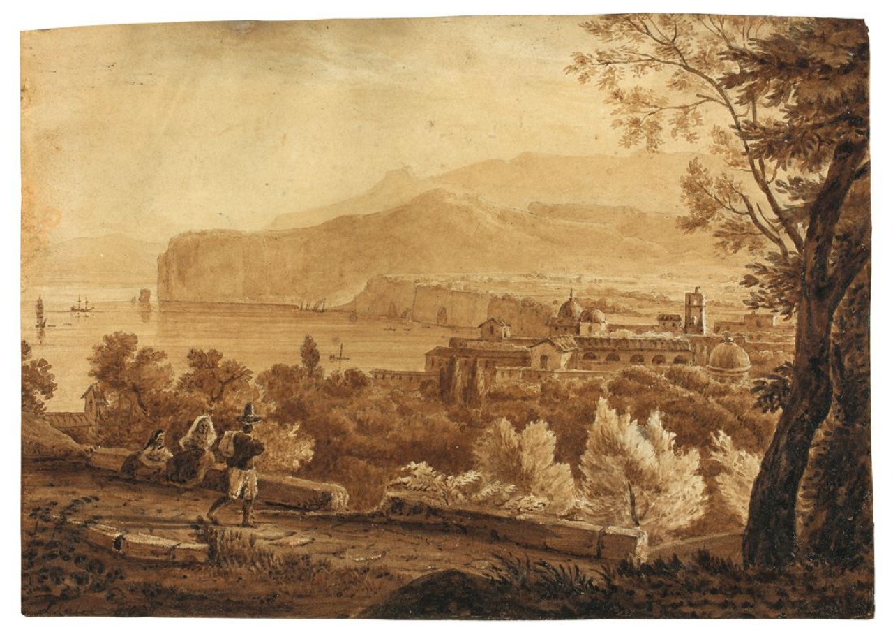 Auf diesem Bild ist das folgende Kunstwerk zu sehen: Franz Ludwig Catel. Blick auf Sorrent. Um 1812.