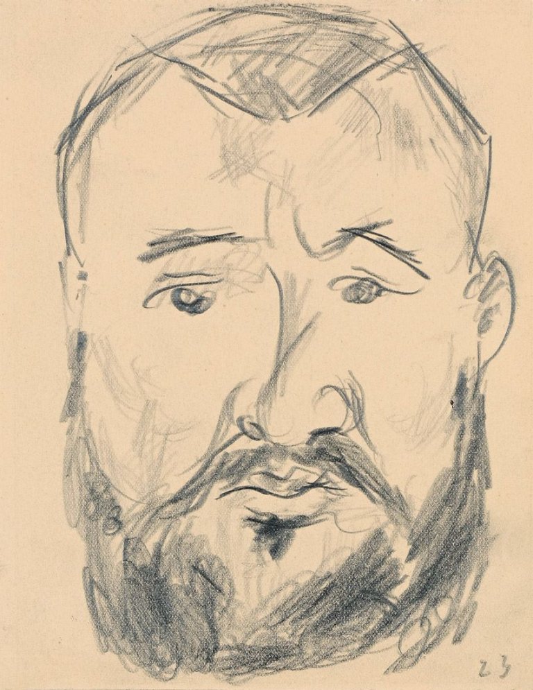 Auf diesem Bild ist das folgende Kunstwerk zu sehen: Max Beckmann. „Kopf eines Mannes, en face“. 1915.