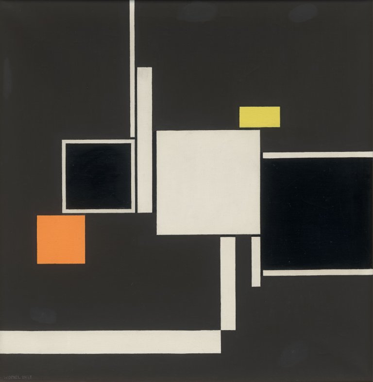 Auf diesem Bild ist das folgende Kunstwerk zu sehen: Walter Dexel. „Quadrate 25“. 1925/65.
