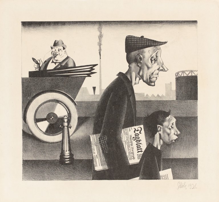 Auf diesem Bild ist das folgende Kunstwerk zu sehen: Georg Scholz. „Zeitungsträger“. 1921.