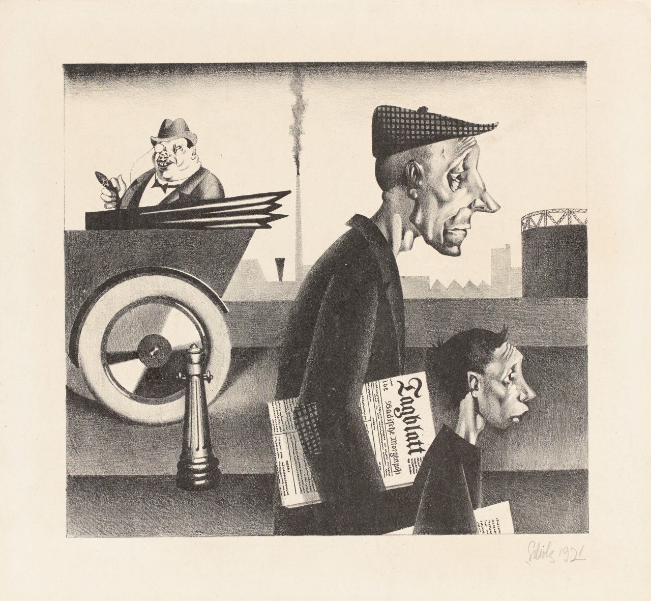 Auf diesem Bild ist das folgende Kunstwerk zu sehen: Georg Scholz. „Zeitungsträger“. 1921.