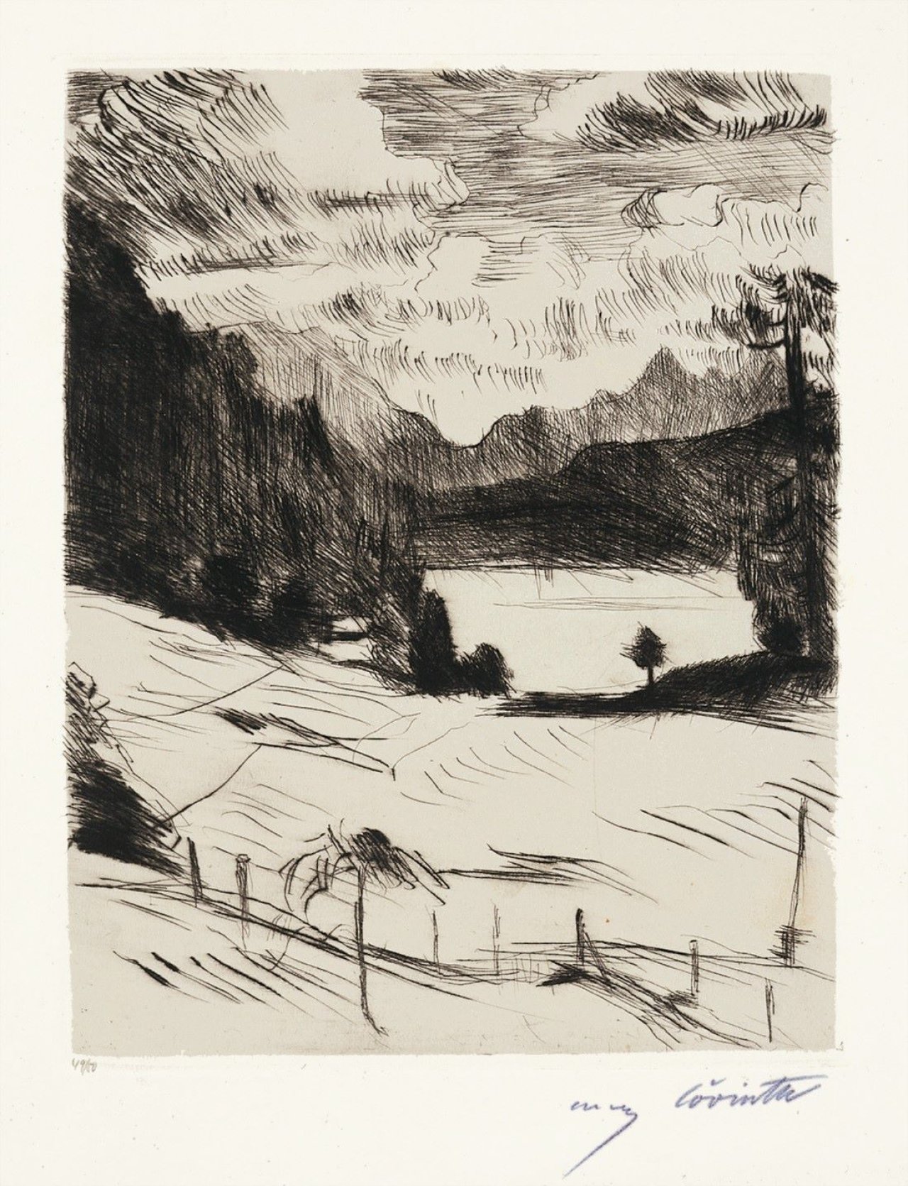 Auf diesem Bild ist das folgende Kunstwerk zu sehen: Lovis Corinth. „Am Walchensee“. 1920.