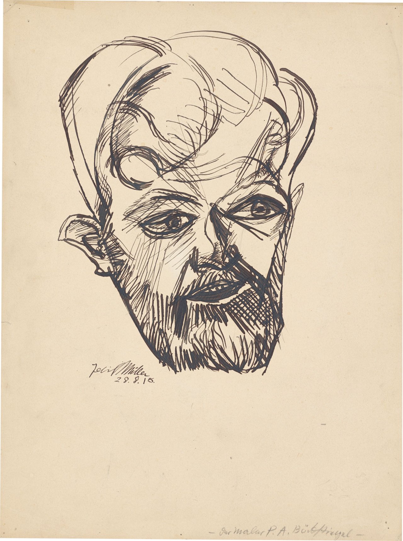 Auf diesem Bild ist das folgende Kunstwerk zu sehen: Conrad Felixmüller. „Der Maler Peter August Böckstiegel“. 1915.