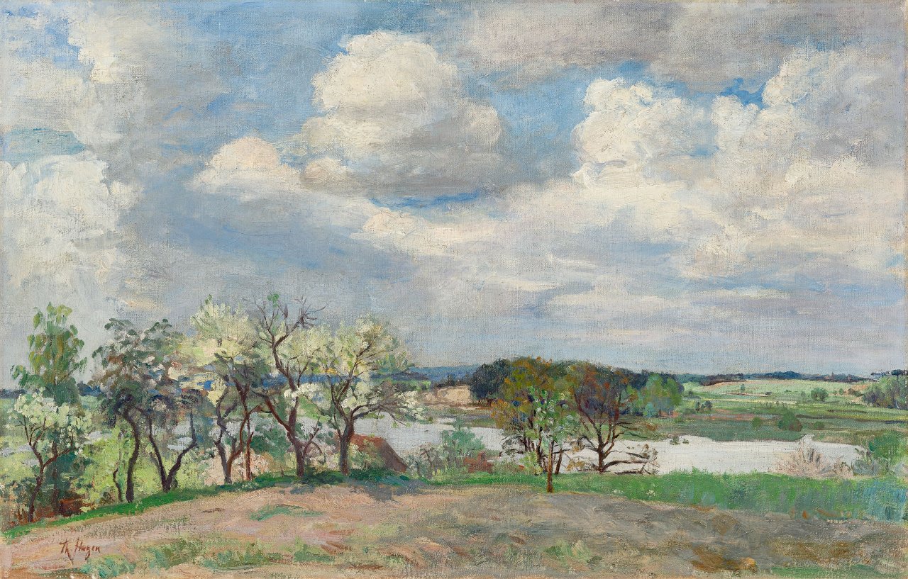 Auf diesem Bild ist das folgende Kunstwerk zu sehen: Theodor Hagen. Sommerlandschaft. Um 1900.