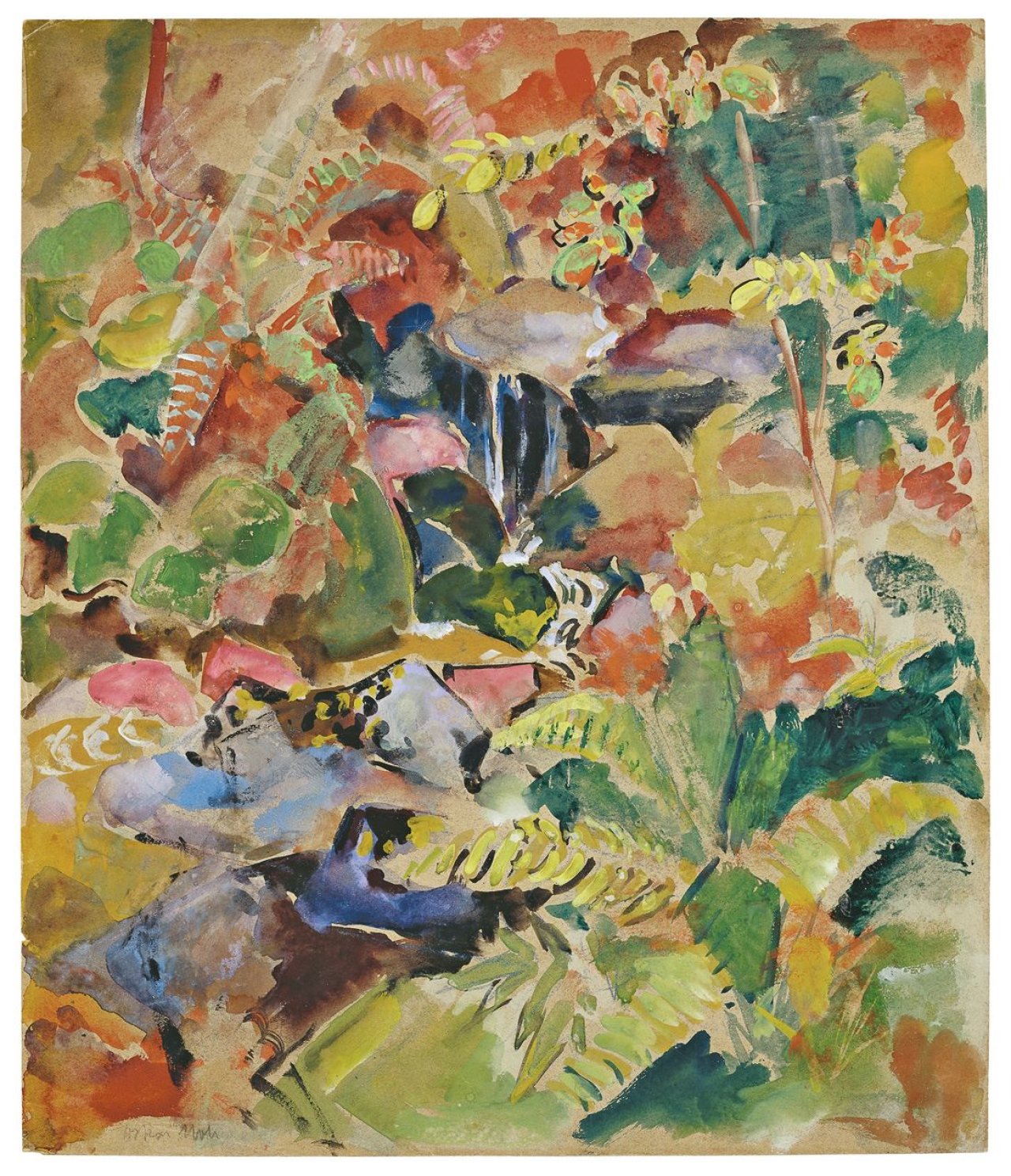 Auf diesem Bild ist das folgende Kunstwerk zu sehen: Oskar Moll. „Farn am Wasser“. 1925.