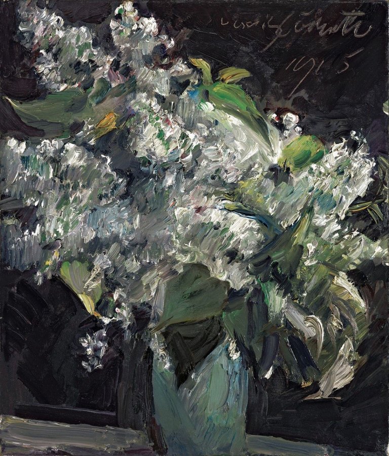 This picture shows the following artwork: Lovis Corinth. „Flieder in Vase“. 1915.
