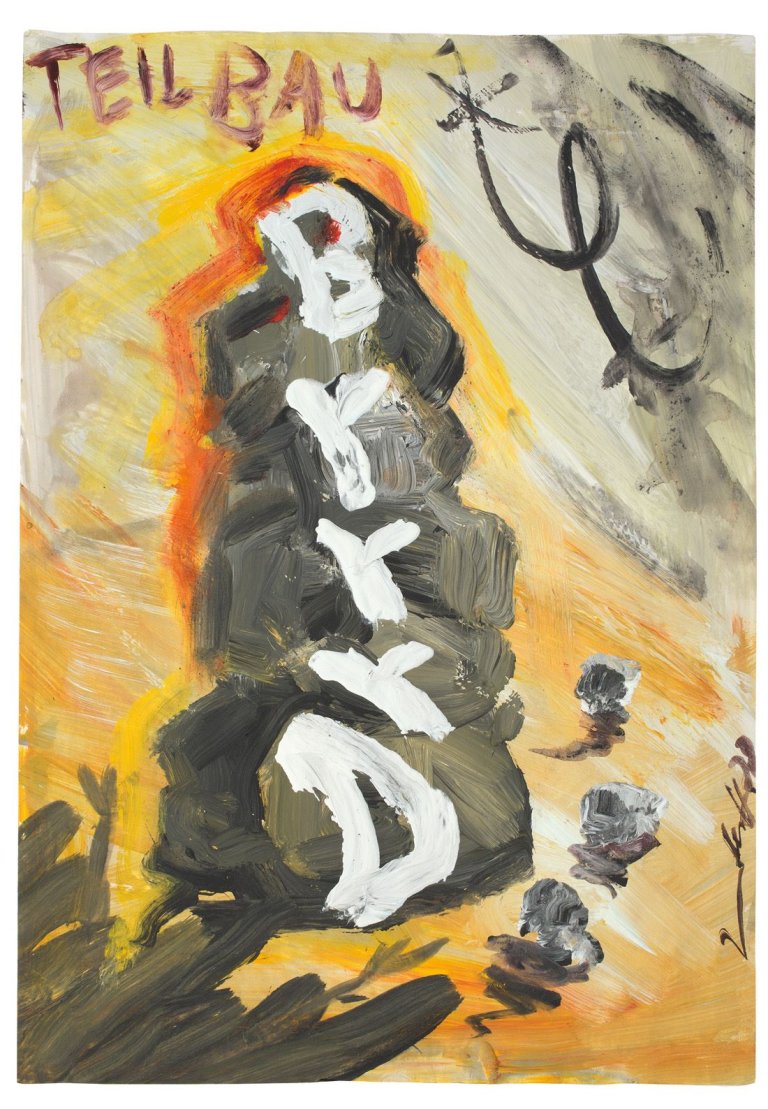Auf diesem Bild ist das folgende Kunstwerk zu sehen: Jörg Immendorff. „TEILBAU BrrrD“. 1978.