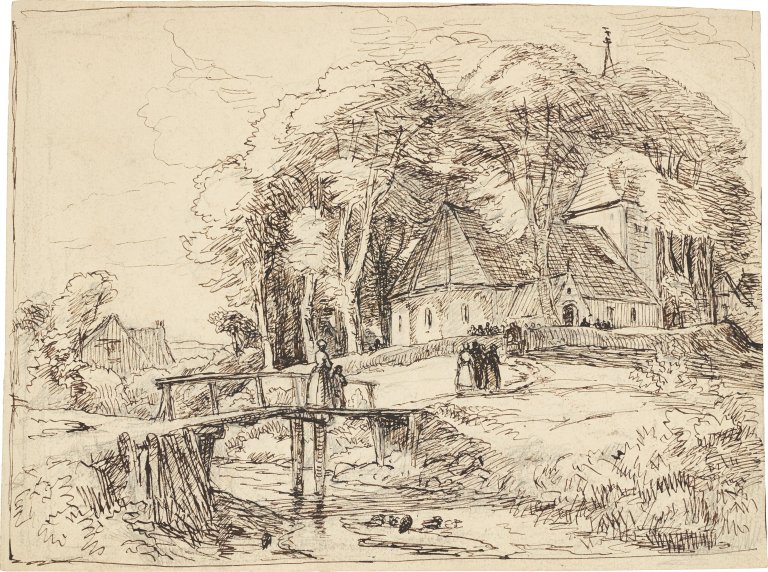 Auf diesem Bild ist das folgende Kunstwerk zu sehen: Otto Speckter. „Kirchgang in Alt-Rahlstedt“. (Vor) 1861.