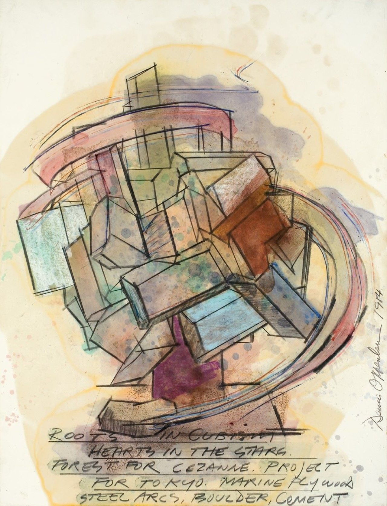 Auf diesem Bild ist das folgende Kunstwerk zu sehen: Dennis Oppenheim. „Roots in Cubism, Hearts in the Stars, Forest for Cezanne“. 1984.