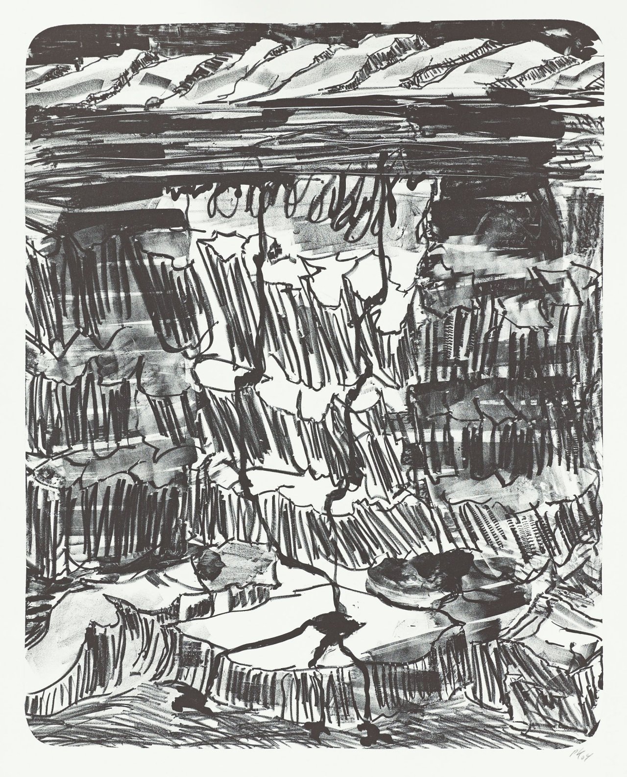 Auf diesem Bild ist das folgende Kunstwerk zu sehen: Per Kirkeby. „Ohne Titel“. 2004.