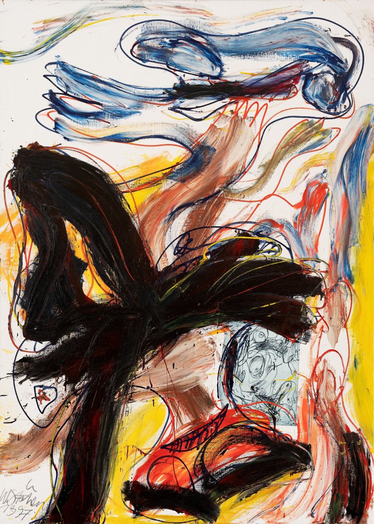 Auf diesem Bild ist das folgende Kunstwerk zu sehen: Walter Stöhrer. „Noch nicht – Hommage à G.M. Hopkins“. 1997.