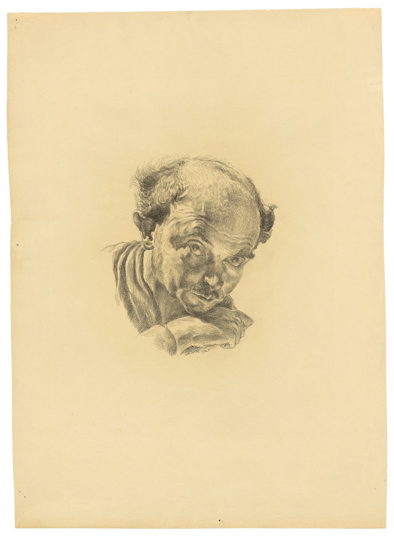 Auf diesem Bild ist das folgende Kunstwerk zu sehen: Ludwig Meidner. Selbstbildnis nach rechts. 1925.