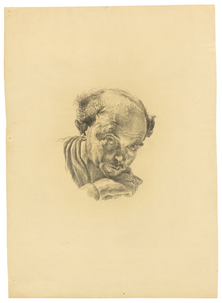 Auf diesem Bild ist das folgende Kunstwerk zu sehen: Ludwig Meidner. Selbstbildnis nach rechts. 1925.