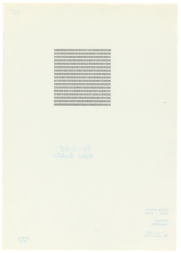 Auf diesem Bild ist das folgende Kunstwerk zu sehen: Peter Roehr. Ohne Titel (36–2–65 / TY–99). 1965.