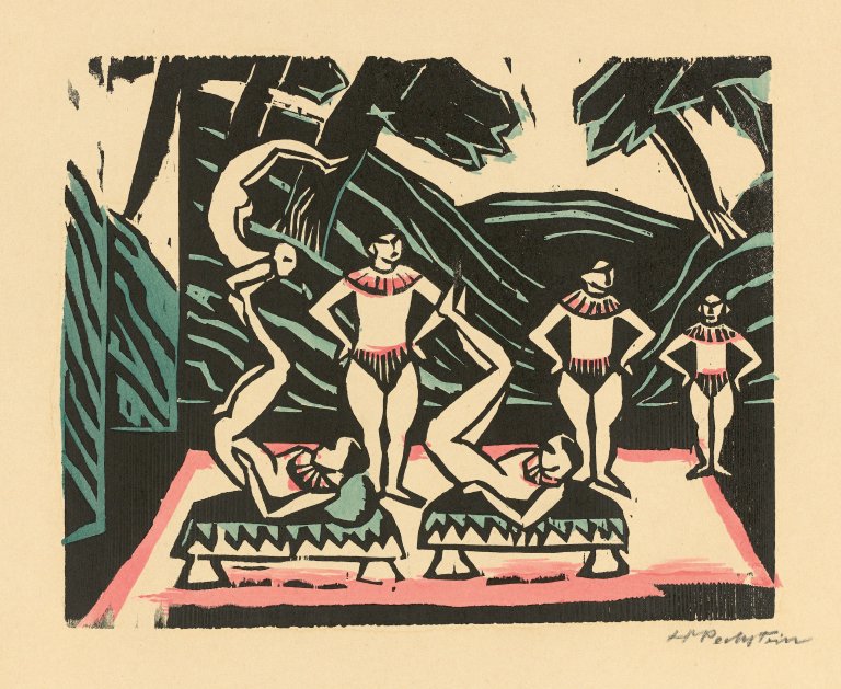 Auf diesem Bild ist das folgende Kunstwerk zu sehen: Max Pechstein. „Akrobaten III“. 1912.