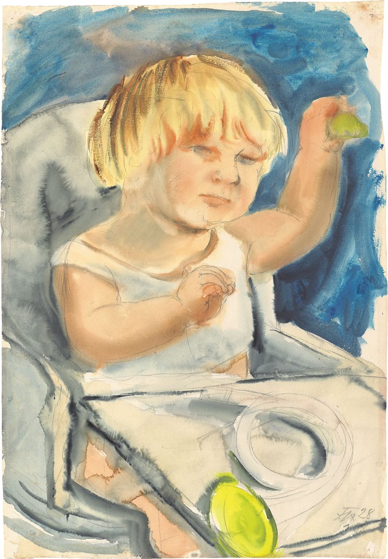 Auf diesem Bild ist das folgende Kunstwerk zu sehen: Otto Dix. Kind im Stuhl I. 1928.