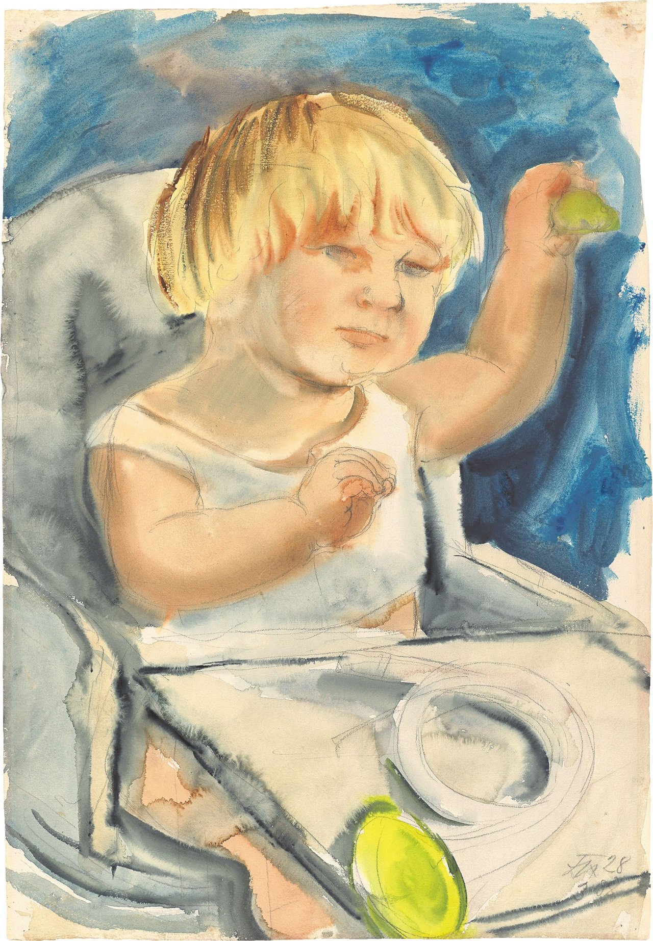 Auf diesem Bild ist das folgende Kunstwerk zu sehen: Otto Dix. Kind im Stuhl I. 1928.