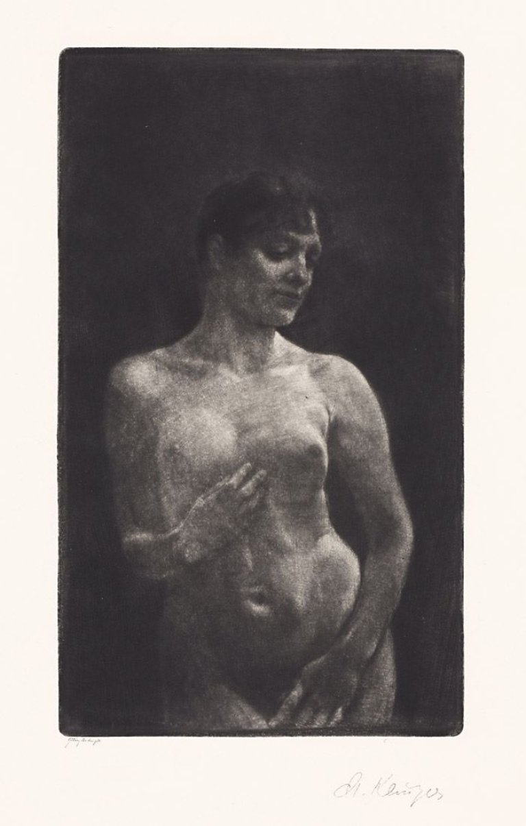 Auf diesem Bild ist das folgende Kunstwerk zu sehen: Max Klinger. „Weiblicher Akt in Schabkunst“. 1891.